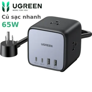 Cục sạc nhanh 65W Ugreen 40861 GaN III DigiNest Cube USB C với 3 cổng AC 2 cổng USB A 2 cổng USB C
