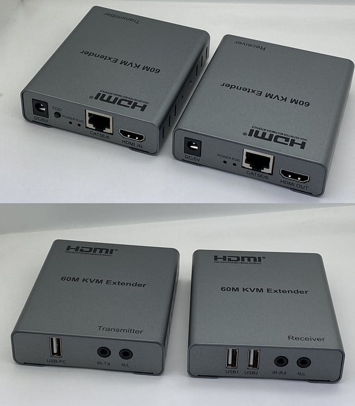 Bộ khuếch đại mở rộng HDMI 4K+ USB qua dây cáp mạng 60 mét - 4K HDMI KVM 60M Extender - Bộ kéo dài HDMI USB qua dây mạng 60 mét - Phụ kiện điện tử Việt Nam