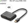 Mini Displayport to HDMI và VGA Ugreen 20422 hỗ trợ 4K
