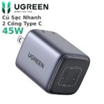 Cuc sac nhanh 2 cong USB Type C 45W GaN Ugreen 90572