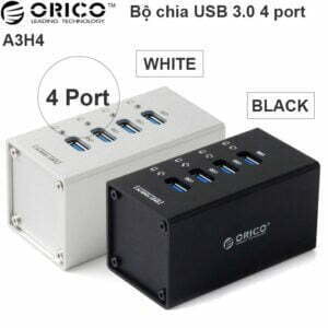 Bộ chia USB 3.0 4 cổng nguồn ngoài 12V vỏ nhôm orico A3H4