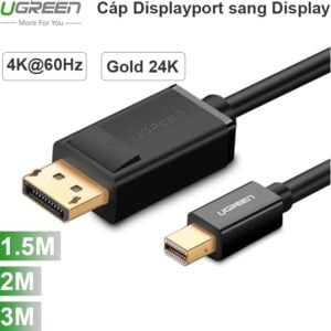 Dây cáp Mini Displayport to Displayport 1.5M  2M  3M Ugreen hỗ trợ 4K60Hz (màu đen)