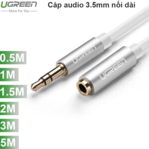 Cáp audio 3.5mm nối dài 0.5M 1M 1.5M 2M 3M 5M Ugreen (màu trắng)