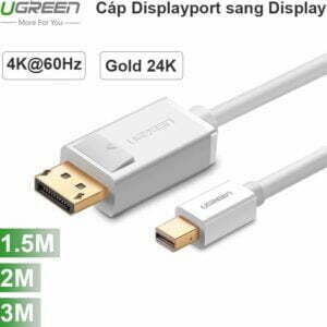 Cáp Mini Displayport to Displayport 1.5M  2M  3M Ugreen hỗ trợ 4K60Hz (màu trắng)