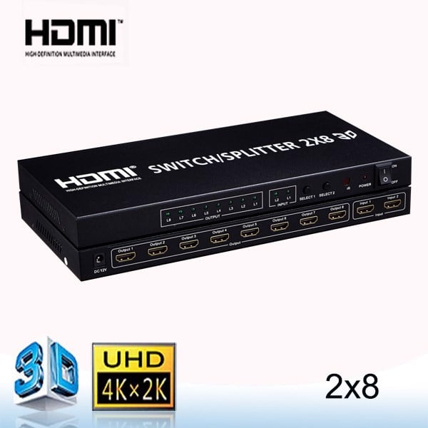 Bộ chia HDMI 2 vào 8 ra full HD 1080P có điều khiển - Phụ kiện điện tử Việt Nam