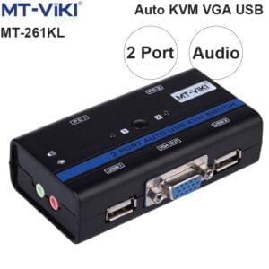 Auto KVM Switch VGA USB 2 port audio 3.5mm chuyển mạch 2 CPU ra 1 màn hình VGA kèm cáp MT-VIKI MT-261KL