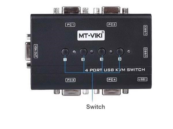 Auto KVM Switch VGA USB 4 port -chuyển mạch 4 CPU ra 1 màn hình VGA kèm cáp MT-VIKI MT-460KL - Phụ kiện điện tử Việt Nam